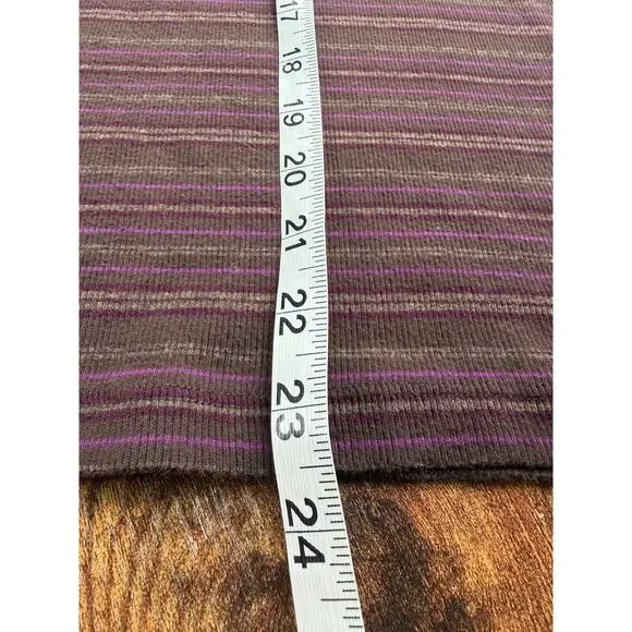 Lauren Ralph Lauren Striped Long Sleeve Top Brown Purple Ribbed Cotton XL - Picture 5 of 5